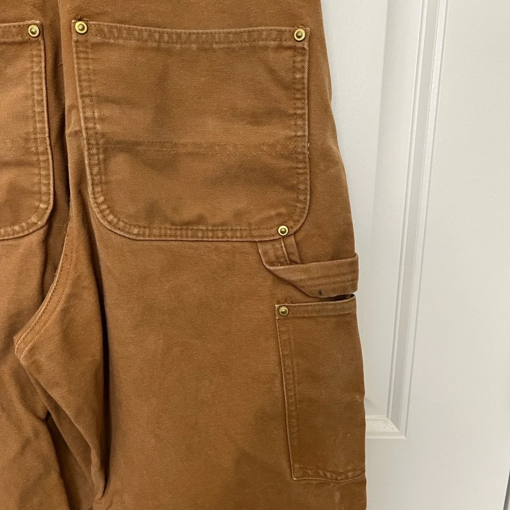Carhartt Relaxed Fit Bib Overalls 28x30 STAINED SEE PICTURES - Picture 12 of 14